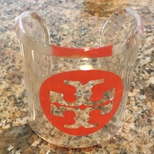 Tory Burch clear cuff bracelet with logo